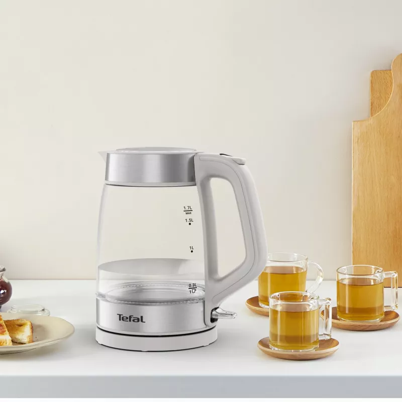 Tefal stiklinis virdulys KI605B30 1,7 L 2200 W pilka, sidabrinė, permatoma