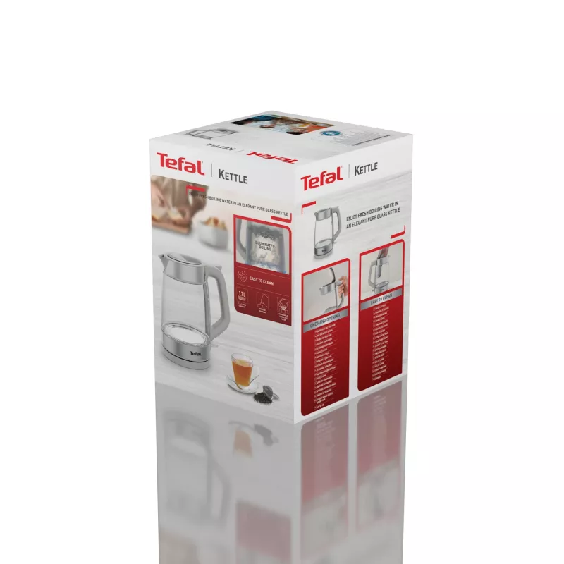 Tefal stiklinis virdulys KI605B30 1,7 L 2200 W pilka, sidabrinė, permatoma