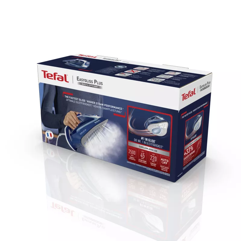 Tefal EasyGliss Plus FV5735 lygintuvas sausas ir garinis, Durilium padas, 2500 W, mėlynas, baltas