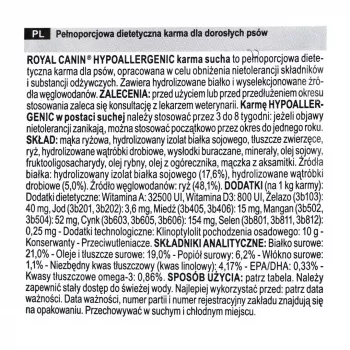 Sausas šunų ėdalas Royal Canin Hypoallergenic Adult — 14 kg, kepenėlės ir ryžiai