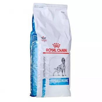 Sausas šunų ėdalas Royal Canin Hypoallergenic Adult — 14 kg, kepenėlės ir ryžiai