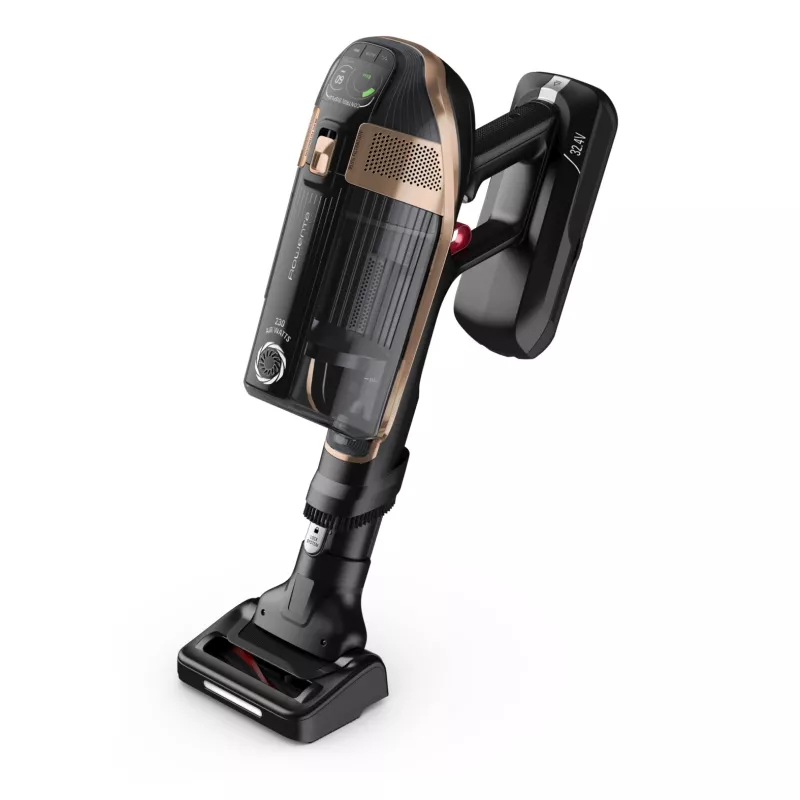 Rowenta X-Force RH99F1 2-in-1 lazdelinis siurblys, akumuliatorinis, sausas valymas, HEPA, be maišelio, 0,9 L, juoda, pilka