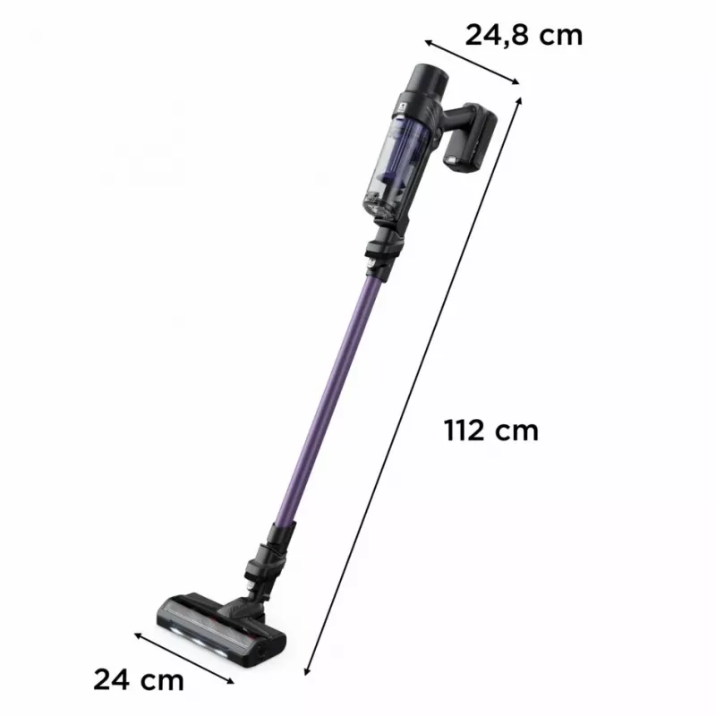 Rowenta RH6A31 2-in-1 lazdelinis dulkių siurblys, belaidis, be maišelio, 140 W, juoda, violetinė