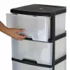 Dėžučių spinta Curver 0806770146 — 5 stalčių, po 20 l, juoda/permatoma, 37×39×100 cm