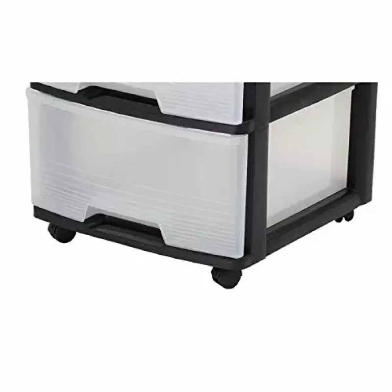 Dėžučių spinta Curver 0806770146 — 5 stalčių, po 20 l, juoda/permatoma, 37×39×100 cm