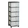 Dėžučių spinta Curver 0806770146 — 5 stalčių, po 20 l, juoda/permatoma, 37×39×100 cm