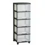 Dėžučių spinta Curver 0806770146 — 5 stalčių, po 20 l, juoda/permatoma, 37×39×100 cm