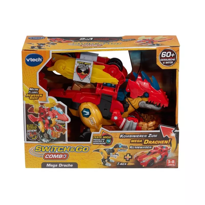 Žaislinė figūrėlė VTech Switch & Go Combo Mega Dragon – transformuojantis automobilis į drakoną