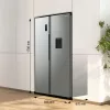 Šaldytuvas Gorenje Side by Side NRR9185DAXLWD BK065B, laisvai pastatomas, amerikietiškos durelės, pilkas, LED, ant durelių, R600a