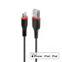 Lindy 1m sustiprintas USB Type A – Lightning laidas, 1 m, Lightning, USB A, vyriškas, vyriškas, juodas