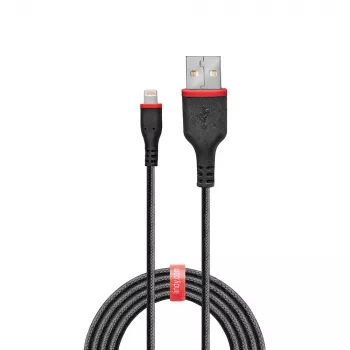 Lindy 1m sustiprintas USB Type A – Lightning laidas, 1 m, Lightning, USB A, vyriškas, vyriškas, juodas