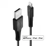 Lindy 3m armuotas USB Type A – Lightning įkrovimo ir sinchronizavimo laidas
