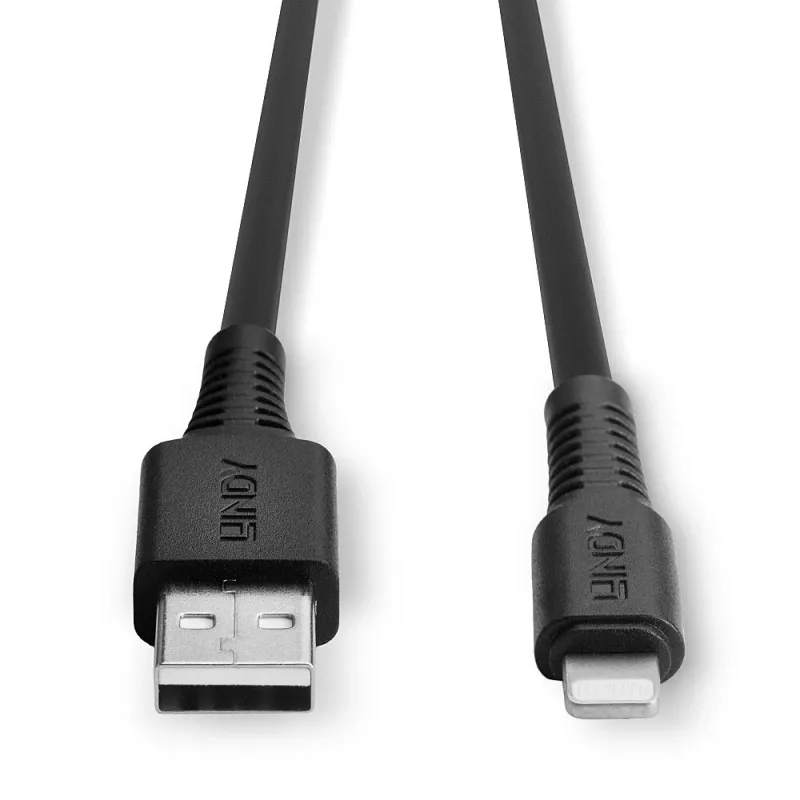 Lindy 2m USB A – Lightning laidas, juodas
