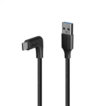 Lindy 1,5m USB 3.2 tipo A į C laidas, 90° stačiu kampu, 10Gbps