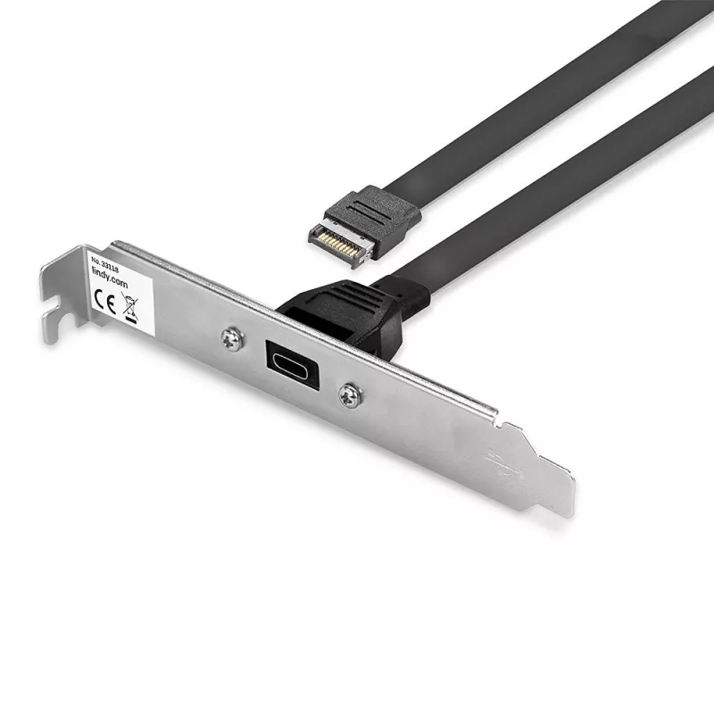 Lindy Single Port USB 3.1 Gen 2 Type C galinė plokštė, 0.45 m, USB A, kištukas, kištukas