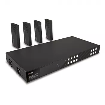 Lindy 150m Cat.6 4x4 HDMI 4K60 HDBaseT Matricos Prailgintuvas, 3840 x 2160 pikselių, AV siųstuvas ir imtuvas, 150 m, Laidinis, Juodas, HDCP