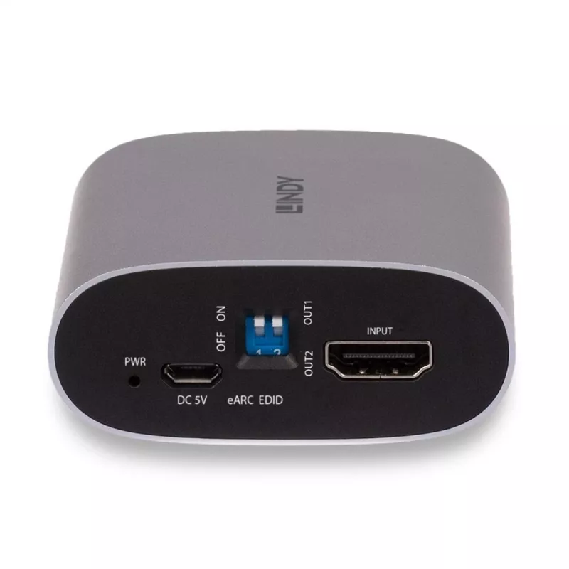 Lindy 4K60 HDMI eARC garso ištraukiklis, Micro-USB B, 65 mm, 70 mm, 27 mm, 83 g, 0 - 40 °C