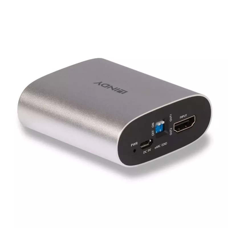 Lindy 4K60 HDMI eARC garso ištraukiklis, Micro-USB B, 65 mm, 70 mm, 27 mm, 83 g, 0 - 40 °C
