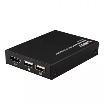 Lindy HDMI, KVM ir IR per IP imtuvas, 150 m, Cat5e/Cat6, juodas, metalinis