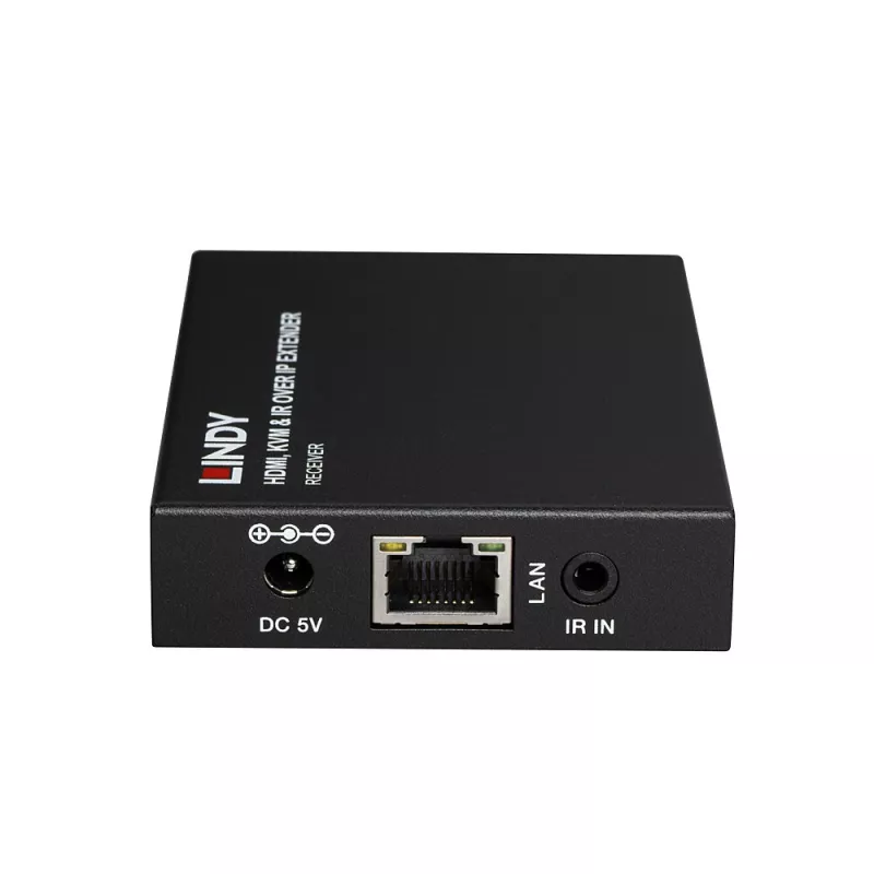 Lindy HDMI, KVM ir IR per IP imtuvas, 150 m, Cat5e/Cat6, juodas, metalinis
