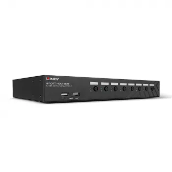 Lindy 39538 KVM jungiklis, 2 prievadai, HDMI, 4K 60Hz, 1U, juodas