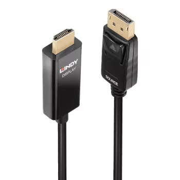 Lindy 3m aktyvus DisplayPort į HDMI laidas su HDR, 3 m, DisplayPort, HDMI A tipo (standartinis), Kištukas, Kištukas, Tiesus