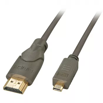 Lindy 0,5 m High Speed Micro HDMI į HDMI laidas, 0,5 m, HDMI A tipo (standartinis), HDMI D tipo (mikro), 3D, 10,2 Gbit/s, juodas