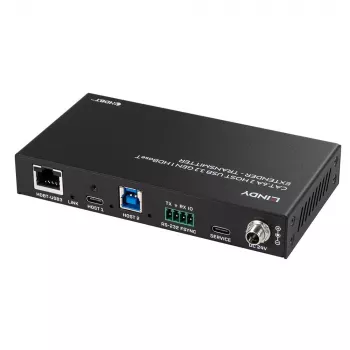 Lindy 100m Cat.6A 2 Host USB 3.2 Gen 1 HDBaseT prailgintuvas, tinklo siųstuvas ir imtuvas, 100 m, 480 Mbit/s, Cat6a, VS6320, fosforo bronza