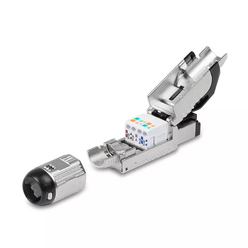 Lindy RJ-45 Cat.6/6A Toolless Field Termination Plug, RJ45, juoda, sidabrinė, metalas, CE, REACH, RoHS, UKCA, 240 g, 133 mm