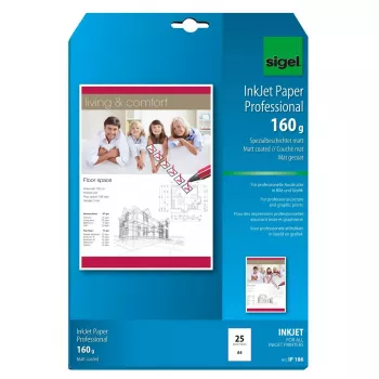 Spausdinimo popierius A4 Sigel IP186 matinis 25 lapų Baltas