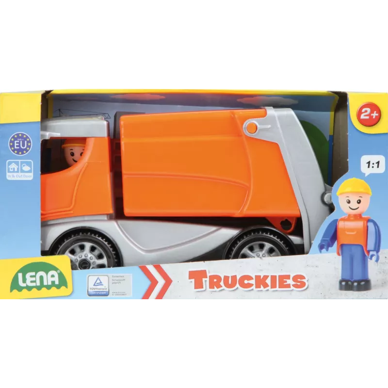 Lena Truckies Šiukšliavežis, Sunkvežimis, 2 m., Plastikas, Pilka, Oranžinė