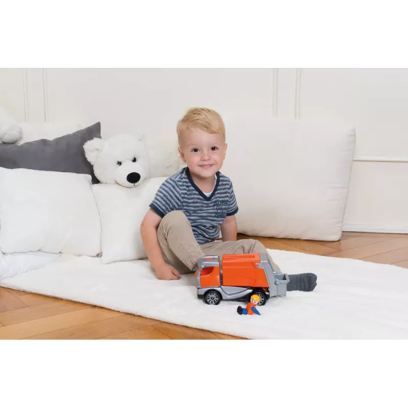 Lena Truckies Šiukšliavežis, Sunkvežimis, 2 m., Plastikas, Pilka, Oranžinė