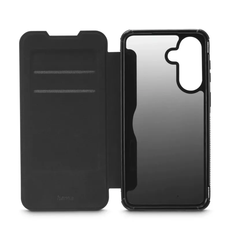 Mobiliojo telefono dėklas HAMA 00080335 — juodas, apsauginis dėklas su kortelių kišenėmis, skirtas Samsung Galaxy A57 5G