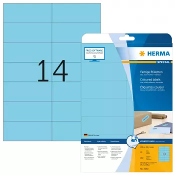 Lipnių etikečių rinkinys HERMA Spalvotos etiketės A4 105x42,3 mm mėlynos