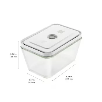 Maisto laikymo dėžė ZWILLING FRESH & SAVE stačiakampė stiklinė 1,6 L, plastikinis sandarinamas dangtelis, tinka orkaitei / mikrobangų krosnelei