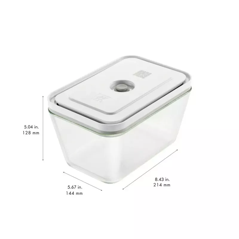 Maisto laikymo dėžė ZWILLING FRESH & SAVE stačiakampė stiklinė 1,6 L, plastikinis sandarinamas dangtelis, tinka orkaitei / mikrobangų krosnelei