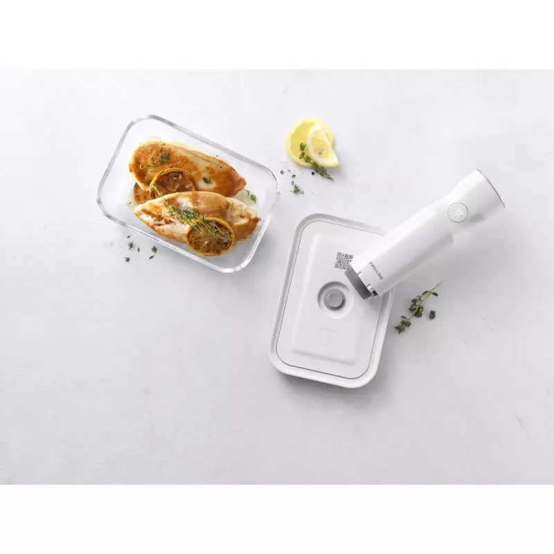 Maisto laikymo dėžė ZWILLING FRESH & SAVE stačiakampė stiklinė 1,6 L, plastikinis sandarinamas dangtelis, tinka orkaitei / mikrobangų krosnelei