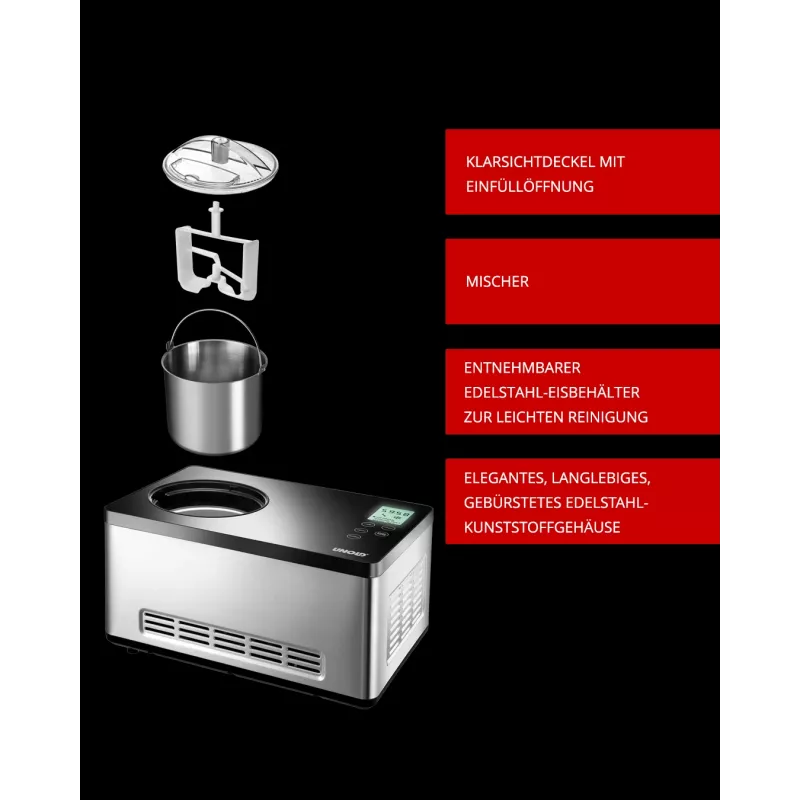 Unold 48845 ledų gaminimo aparatas su kompresoriumi 2 L 180 W Juodas, Nerūdijantis plienas