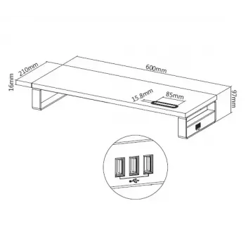 Equip 650881 Pakeliamas monitoriaus stovas su USB