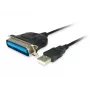 Equip USB į lygiagretųjį adapterio kabelis, juodas, USB A, Centronics 36, 60 g, 1 vnt., 175 mm
