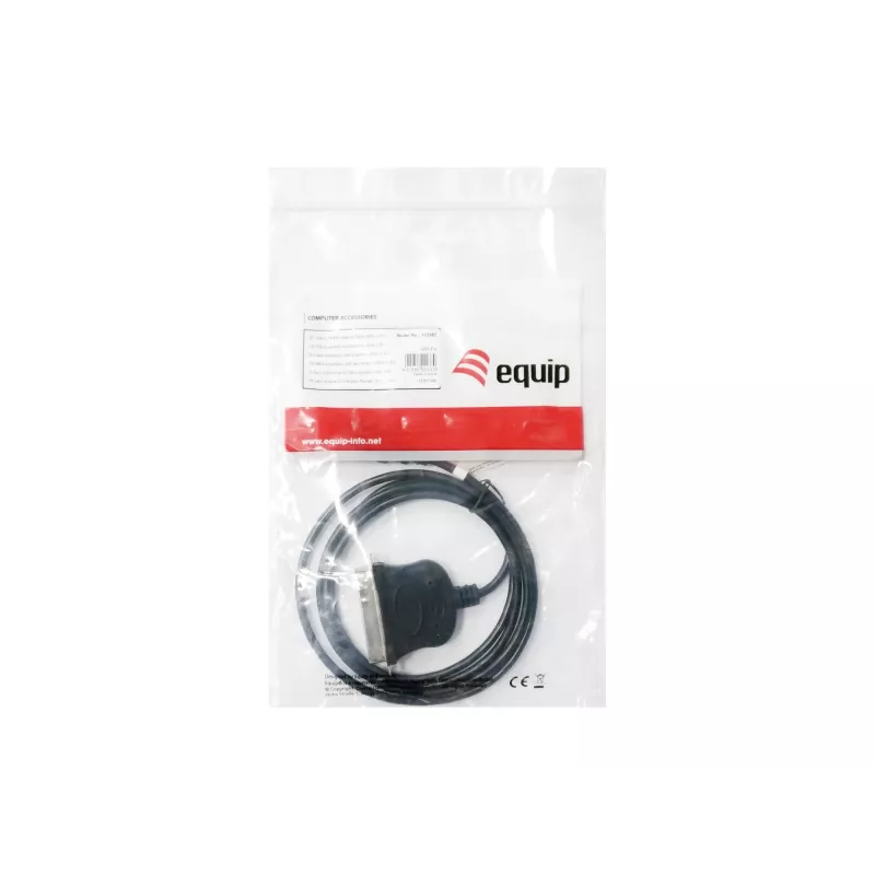 Equip USB-A į lygiagretųjį (Centronics 36) adapterio kabelis, 1,5 m, juodas