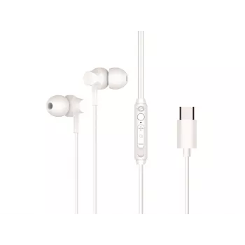 Laidinė ausinė su mikrofonu CONCEPTRONIC BRENDAN03W – USB-C, 20–20000 Hz, 1,2 m laidas, balta