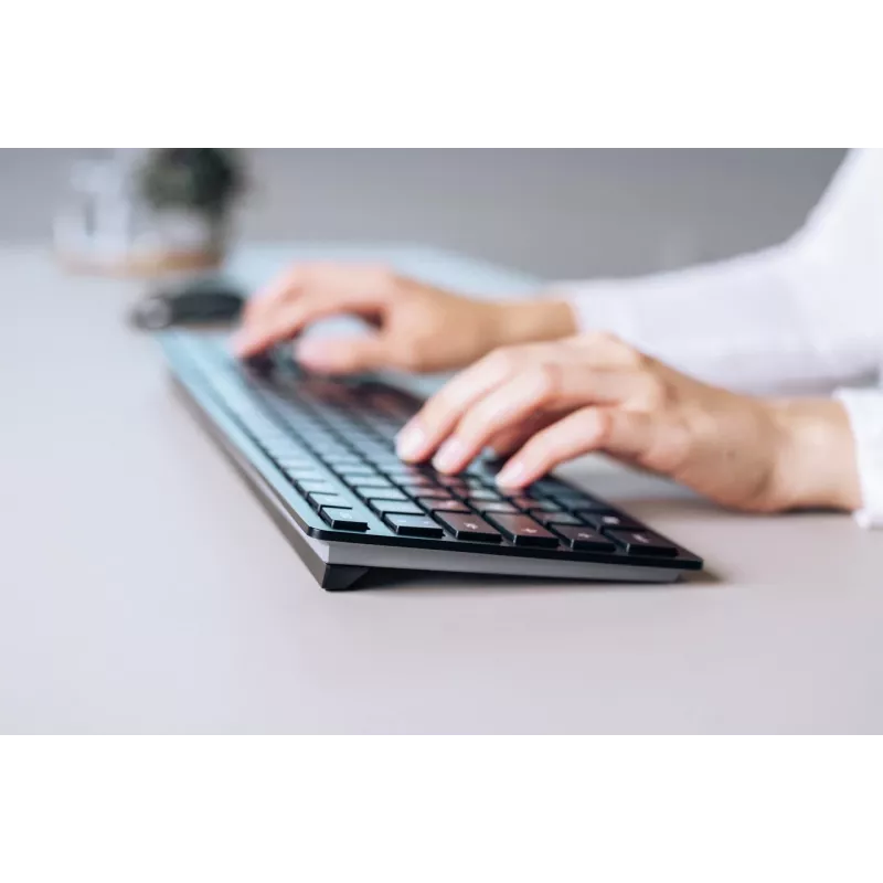 Belaidė klaviatūra Cherry KW 9100 SLIM RF + Bluetooth QWERTY JK-9100GB-2 juoda 108 klavišų 1,2 m laidas