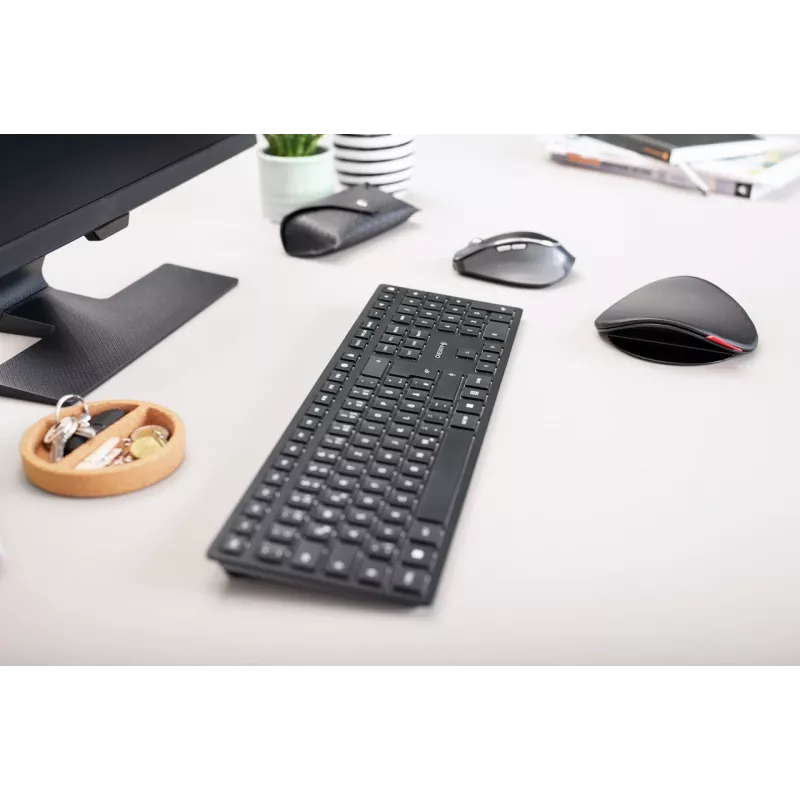 Belaidė klaviatūra Cherry KW 9100 SLIM RF + Bluetooth QWERTY JK-9100GB-2 juoda 108 klavišų 1,2 m laidas