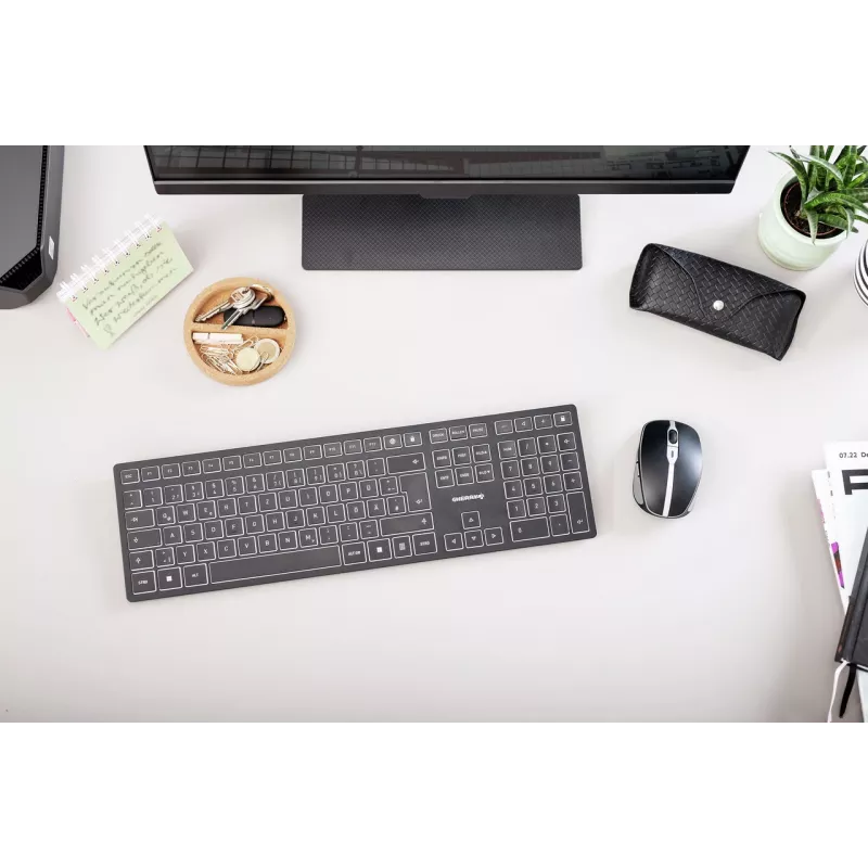 Belaidė klaviatūra Cherry KW 9100 SLIM RF + Bluetooth QWERTY JK-9100GB-2 juoda 108 klavišų 1,2 m laidas