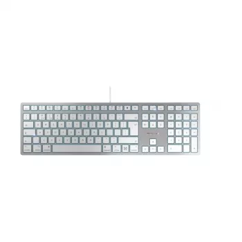 Pieštukinė klaviatūra Cherry KC 6000C FOR MAC, laidinė USB, QWERTY, žirkliniai jungikliai, sidabrinė, 1.8 m