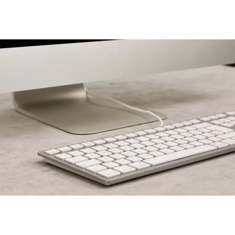 Pieštukinė klaviatūra Cherry KC 6000C FOR MAC, laidinė USB, QWERTY, žirkliniai jungikliai, sidabrinė, 1.8 m