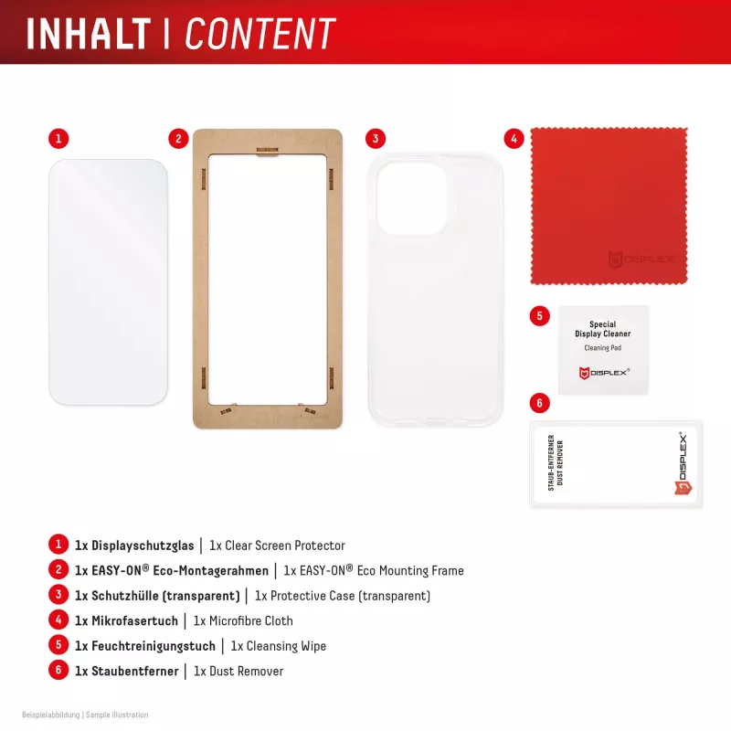 Displex Screen Protector + Dėklas Apple iPhone 16 Plus, Ekrano apsauginis stiklas su Eco montavimo rėmeliu, atsparus įbrėžimams