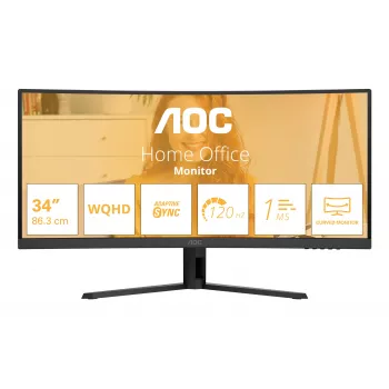 AOC B3 CU34B3E monitorius 86,4 cm (34 colių) 3440 x 1440 pikselių Wide Quad HD LED juodas