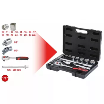 KS Tools 911.0620 1/2 colio pavaros lizdų rinkinys 20 lizdų 3,3 kg